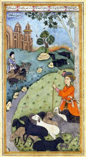 Yusuf wa Zulaykha.jpeg Folio from Yusuf wa Zulaykha a retelling of the story of Joseph and Potiphar's wife by Jami 15th century 1095 AH 1683-1684 gouache vellum cm 15 8 8 3 Institution Davids Samling object history credit line accession ...
