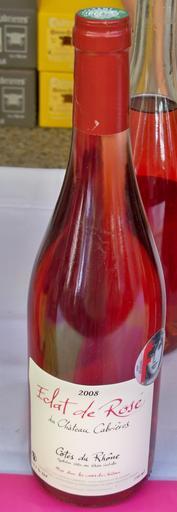 Chateau Cabrières Rosé.JPG fr Chateau Cabrière Côtes du Rhône Rosé own Véronique PAGNIER 2010-08-07 Côtes-du-rhône AOC Rosé wine Taken with Kodak EasyShare Z950