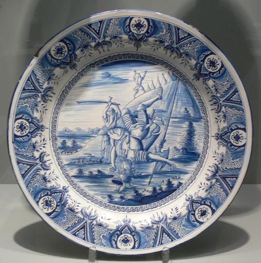Nürnberger Fayence David Goliath BNM.jpg Schüssel mit Sieg Davids über Goliath Nürnberger Fayence um 1720 <br />Bayerisches Nationalmuseum München own 2009 User FA2010 Ceramics in the Bayerisches Nationalmuseum Nuremberg faience David ...