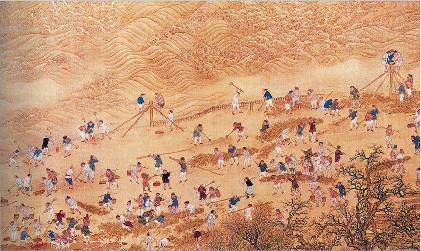 康熙帝南巡图卷，治黃河.jpg zh 康熙� 南巡图卷，治黃河 Lessingimages com� 王翚等 1689 PD-old-100 Qing Dynasty Paintings Kangxi Emperor Huang He