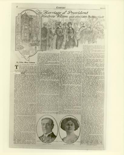 Local Accession Number: 2179-I Description: Wedding announcement of President Wilson and Edith Bolling Galt. Photographer: Unknown Source: Unknown Size: 8x10 Medium: Print, Black and White Date: 1915 Local Accession Number: 2179-I ...