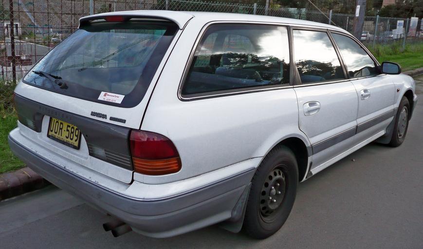 Mitsubishi TS Magna Executive station wagon photographed in Sutherland New South Wales Australia 2009-07-15 Own OSX Released into the public domain OSX Mitsubishi Magna TS White Mitsubishi station wagons Photographs by OSX 1995 Mitsubishi ...