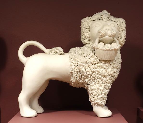 Poodle figure, United States Pottery Company, 1847-1858, glazed parian - Bennington Museum - Bennington, VT - DSC09013.JPG en Exhibit in the Bennington Museum - Bennington Vermont USA This work is in the public domain because the artist ...
