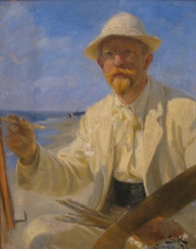 P S Krøyer 1897 - Selvportræt.jpg Artwork Creator Peder Severin Krøyer self-portrait 1897 oil on panel cm 31 6 40 9 Den Hirschsprungske Samling København https //www kulturarv dk/kid/VisVaerk do vaerkId 89592 Kunstindeks Danmark SK / ...