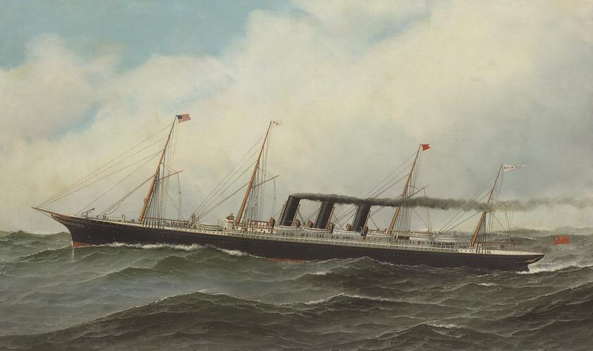 City of Rome - Antonio Jacobsen (1885-87).jpg Artwork Creator Antonio Jacobsen langSwitch SS City of Rome american steamer of the Inman Line Oil on canvas SS City of Rome paquebot de l'Inman Line between 1885 1887 oil canvas cm 55 9 91 4 ...