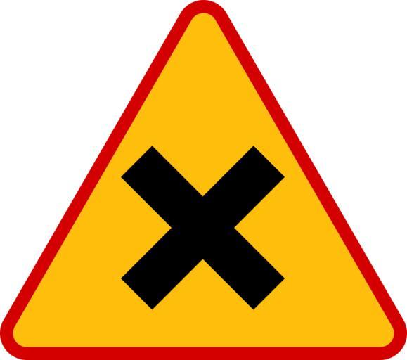 Znak A-5.svg Polish road sign A-5 Crossroad --all directions equivalent Znak drogowy A-5 Skrzyżowanie dróg równorzędnych ---- Rysowany wg Załącznika http //www znaki pl/DziennikUstawNr220/Znaki_konstrukcje pdf Konstrukcje znaków ...